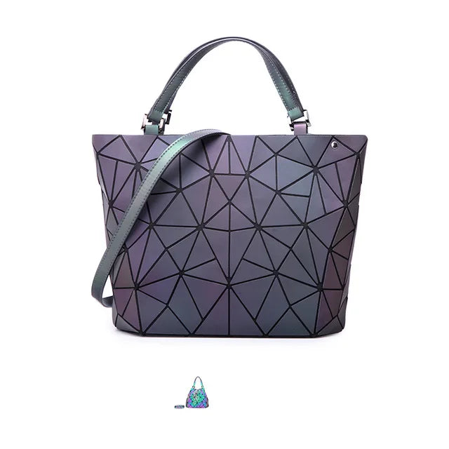 ladies Luminous  bag geometric bags for women 2024 Quilted Shoulder Bags Laser Plain Folding female Handbags bolsa feminina