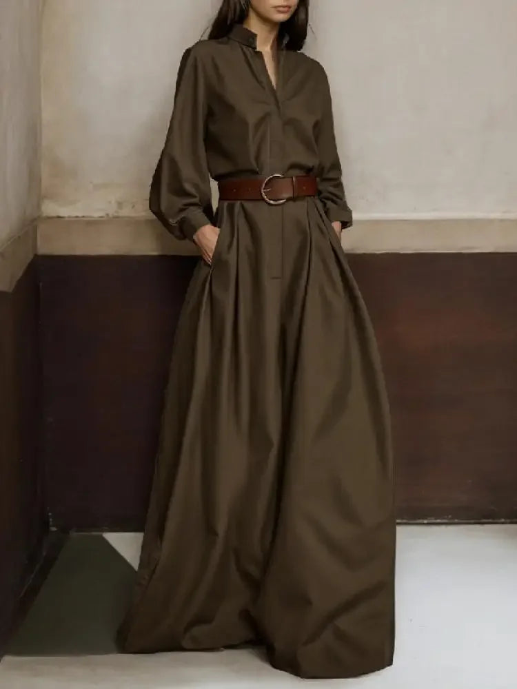 Onecozyday 2025 Stylish Solid Color Coverall for Urban Women Stand Collar High Waist Loose Fit One-piece Suit Casual Jumpsuits