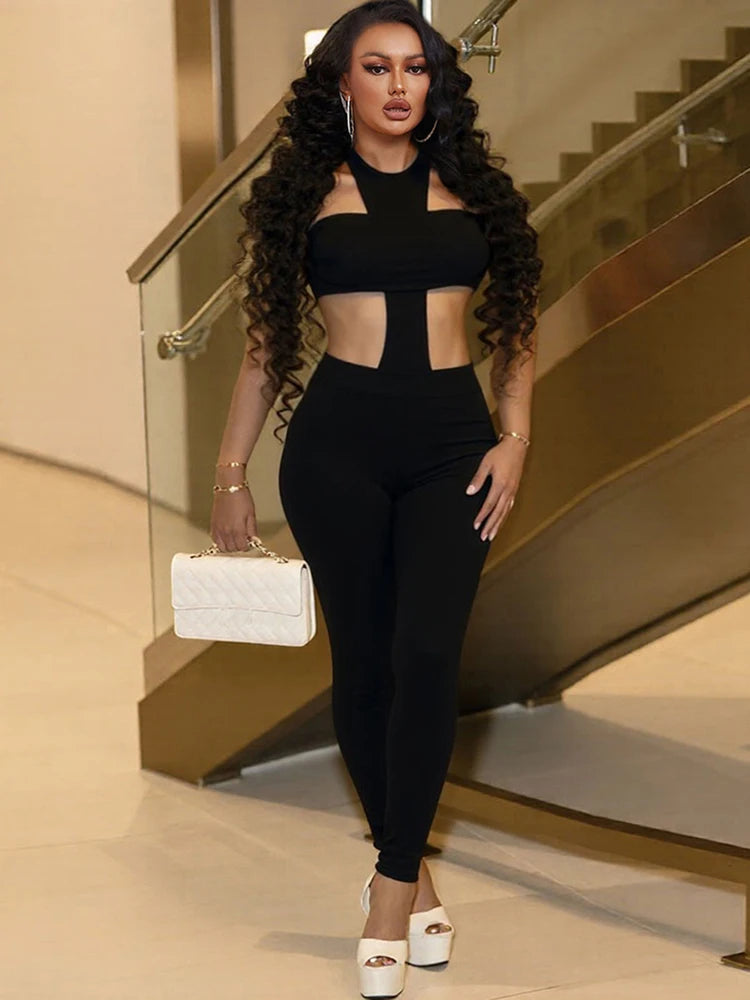 Sisterlinda Sexy Fashion Jumpsuit Women Irregular Waistless Sleeveless Skinny Peach Hip Midnight Club Party Coquette Overalls