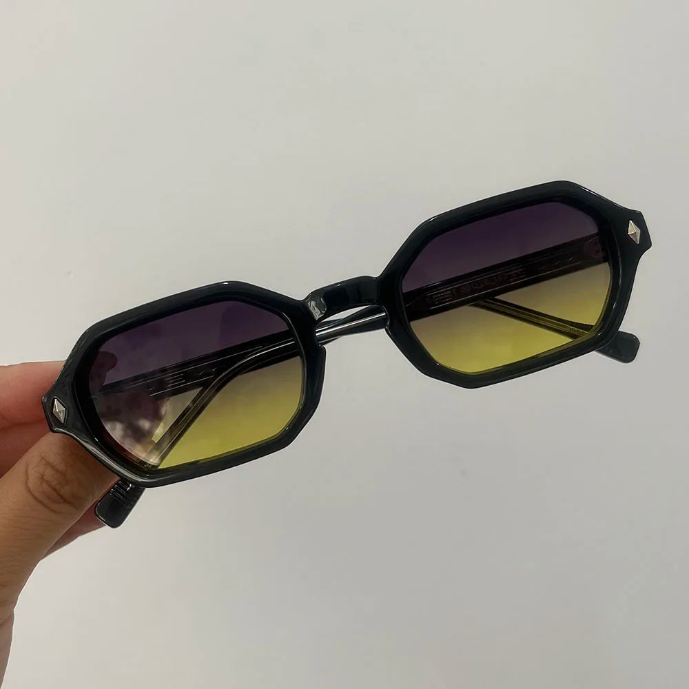 Vintage Hexagon Sunglasses Women For Men Male Sun Glasses Luxury Brand Designer Popular Punk Outdoor Small Frame Shades UV400