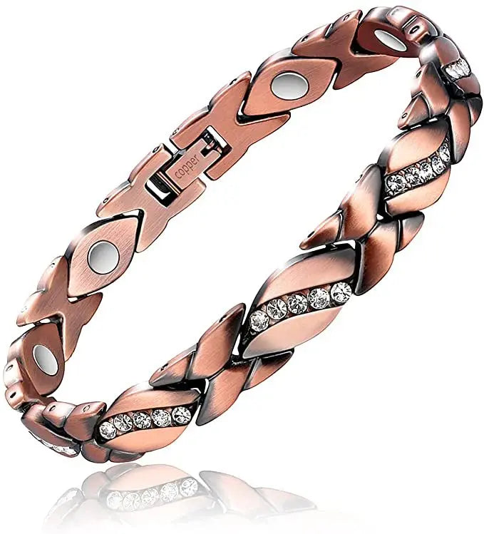 Vintage Copper Color Magnetic Bracelets for Women Arthritis Pain Relief Adjustable Bio Energy Blood Pressure Accessory Bracelet