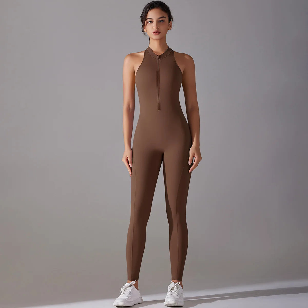One-piece Suit Women Sports Jumpsuit Zipper Yoga Backless Sportswear Gym Active Running Suit Sleeveless Workout Bodysuits Female