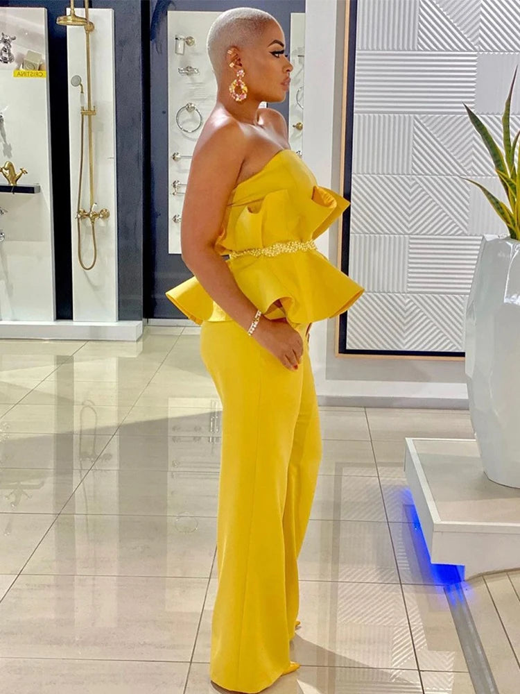 Sexy Office Wears for Ladies Summer Women Jumpsuit Long Elegant Solid Sleeveless Jumpsuit Strapless Wholesale Dropshipping