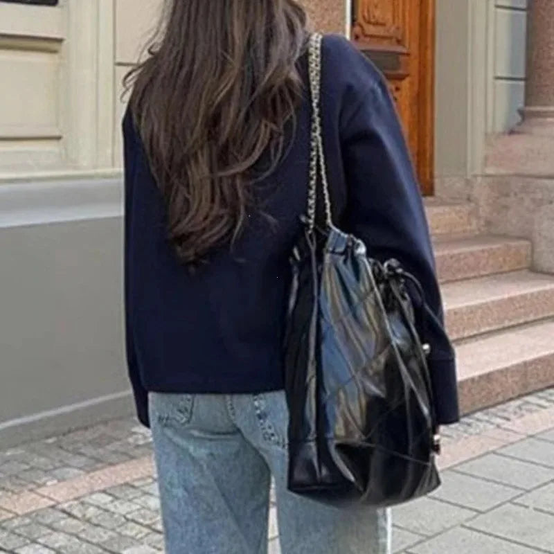 Stand Collar Women Winter Woolen Coats 2025 Spring Single Breasted Loose Female Long Sleeve Jacket Office Lady Street Short Coat