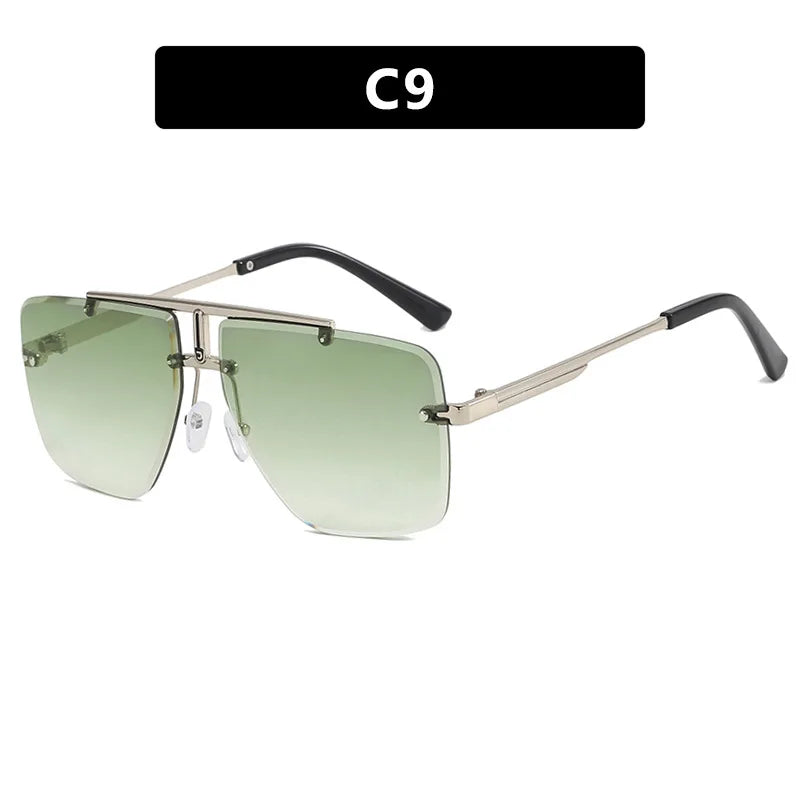 Rimless Sunglasses Rectangle Fashion Popular Women Men Shades Large Square Sun Glasses for Female Male Summer Traveling Oculos