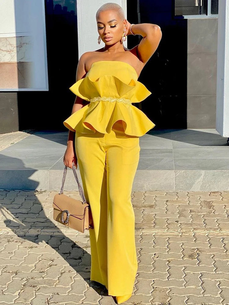 Sexy Office Wears for Ladies Summer Women Jumpsuit Long Elegant Solid Sleeveless Jumpsuit Strapless Wholesale Dropshipping