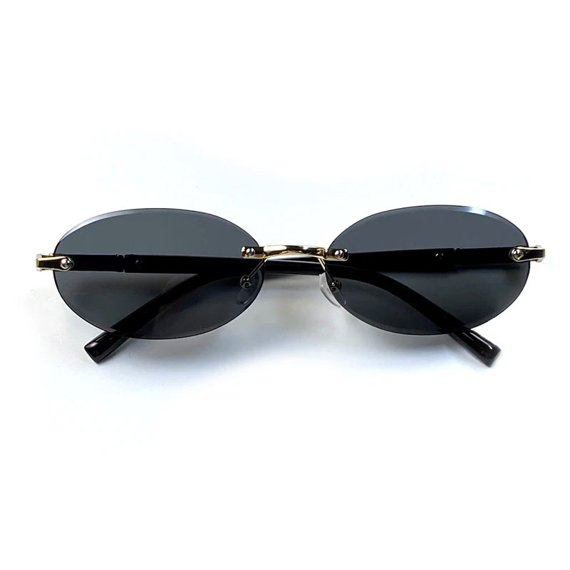 Rimless Sunglasses Oval Fashion Popular Female Male Sunglasses Round Sunglasses Female Male Summer Travel Glasses
