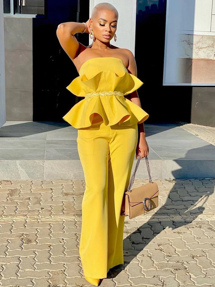 Sexy Office Wears for Ladies Summer Women Jumpsuit Long Elegant Solid Sleeveless Jumpsuit Strapless Wholesale Dropshipping