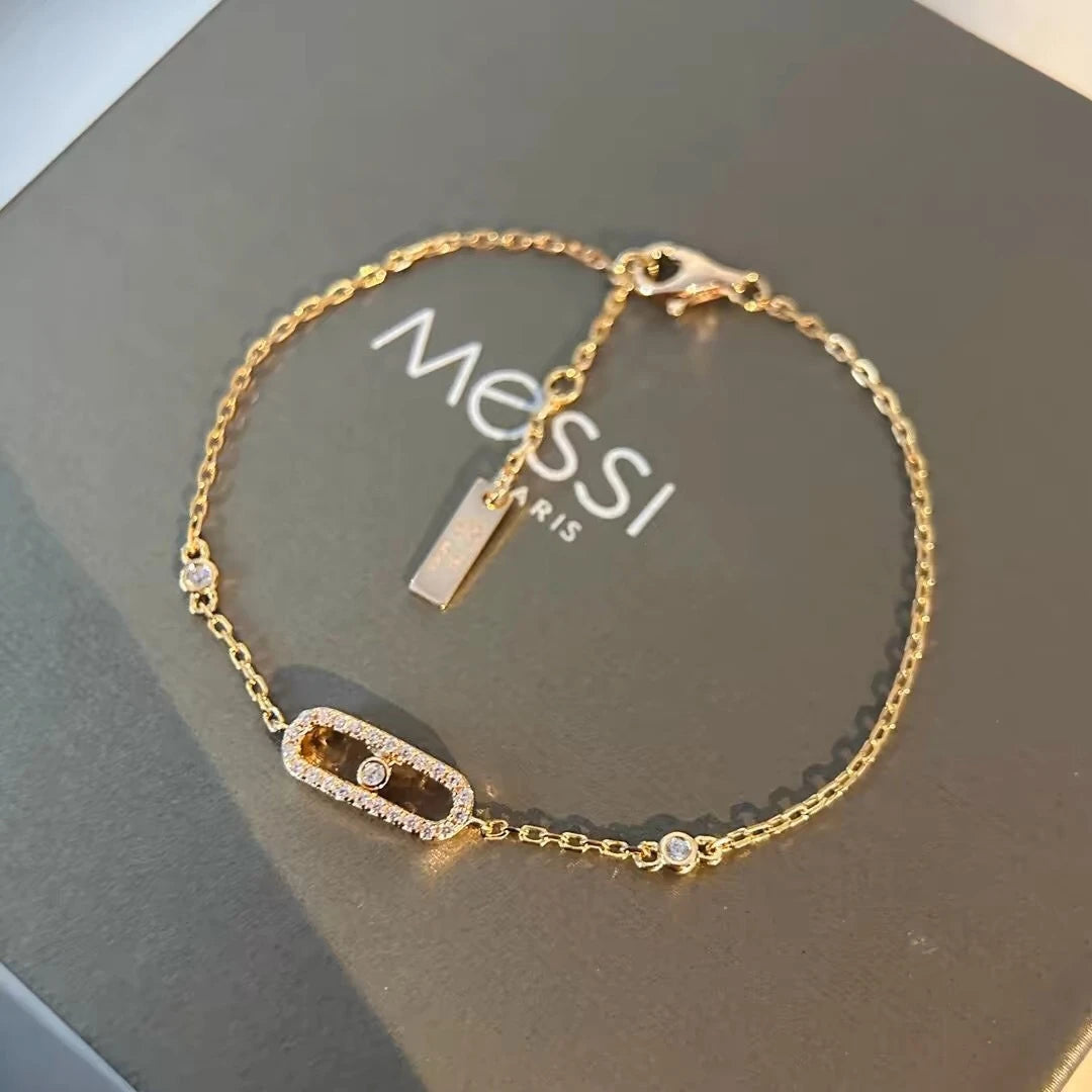 RAKOL 1: 1 Paper clip restoration AAA+ Zircon Bracelet For Women Fashion Simple Commuting Bracelet For Girls Party Jewelry Gift