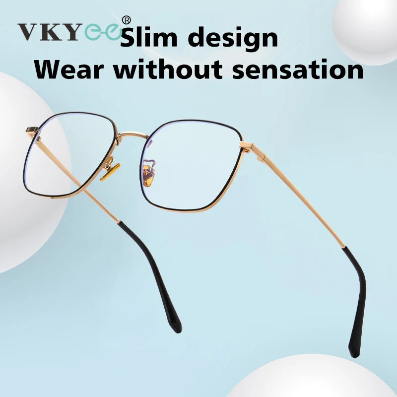 VICKY Simple Classic Geometric Frame Square Design Men's and Women's Anti-Blue Light Glasses Customizable Prescription 18322