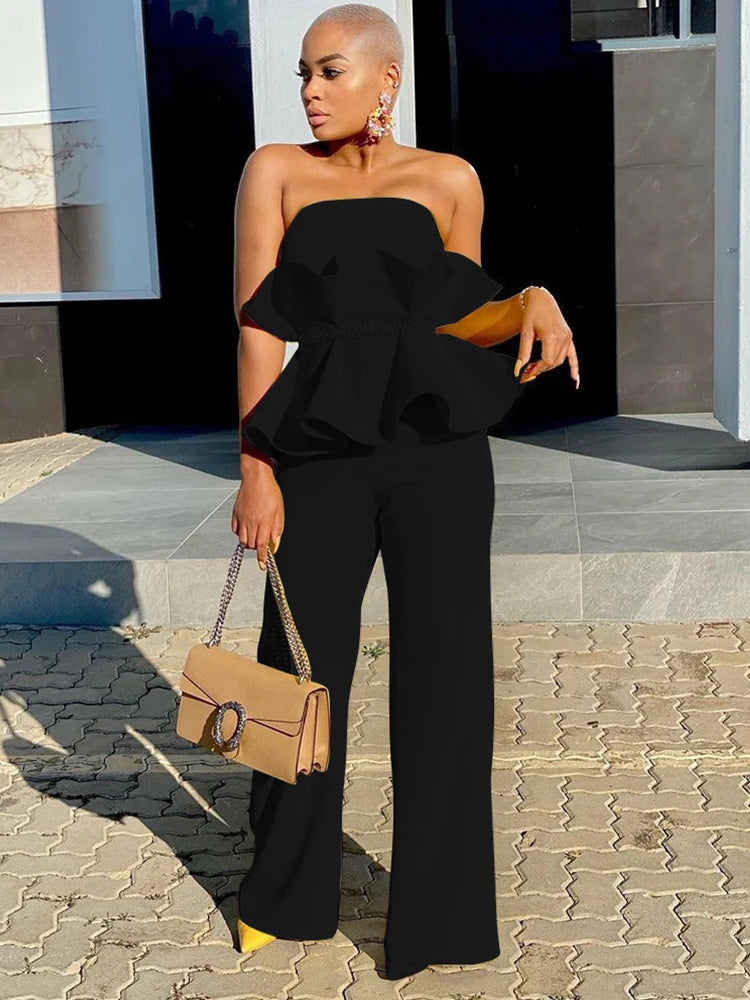 Sexy Office Wears for Ladies Summer Women Jumpsuit Long Elegant Solid Sleeveless Jumpsuit Strapless Wholesale Dropshipping