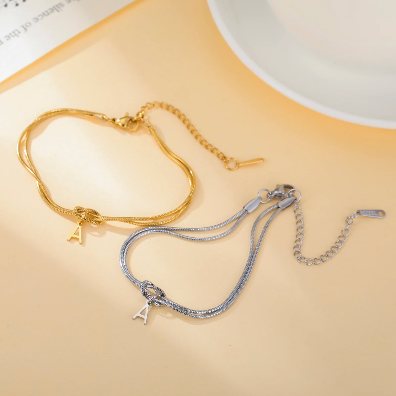 Skyrim Men's and Women's Initial A-Z Pendant Bracelet Stainless Steel Fashion Snake Chain Jewelry Couple Party Gift Wholesale