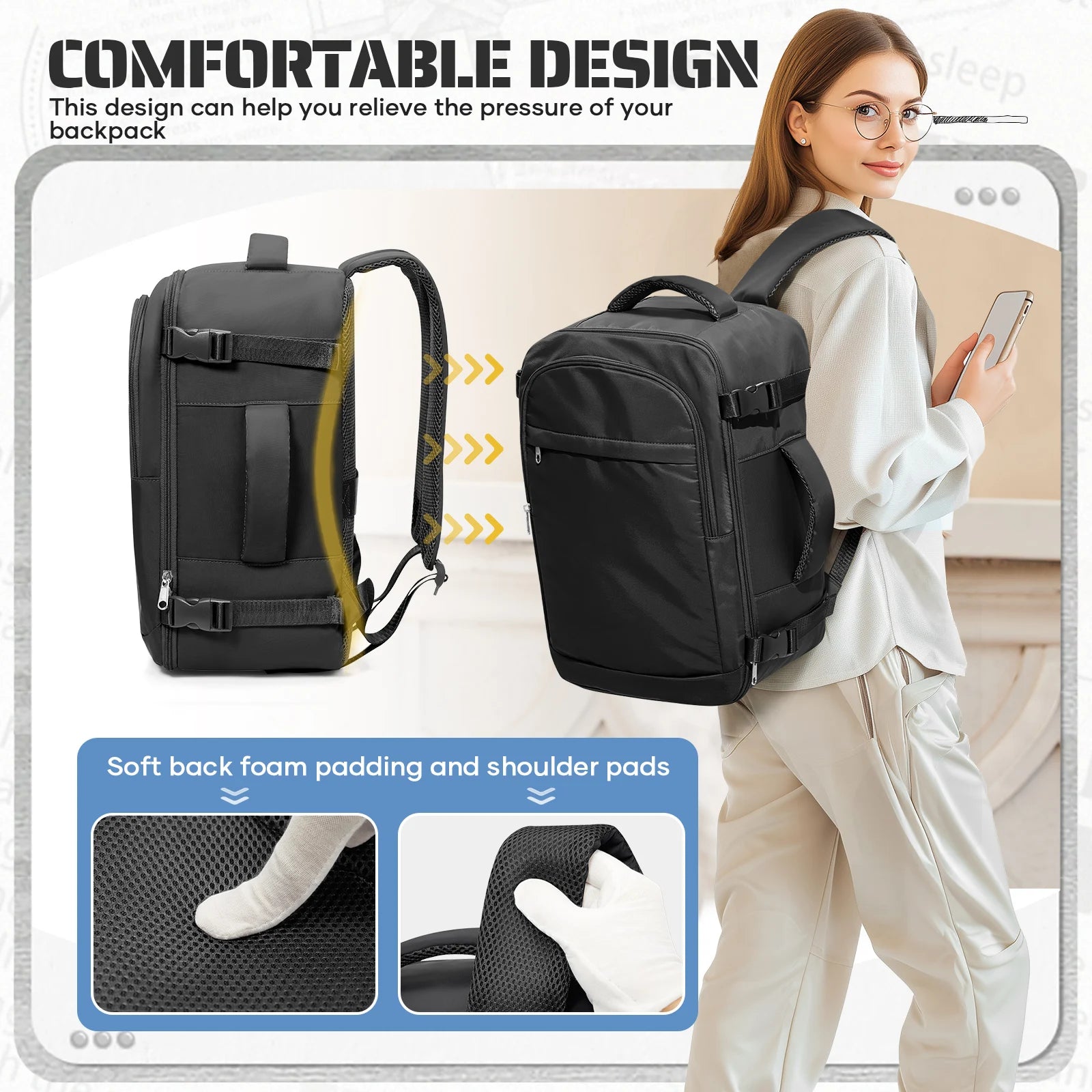 Ryanair Carry on Bag 40x30x20 cm Travel Bag Business Laptop Backpack,Travel Backpack For Women Men, Waterproof Backpack Bookbag