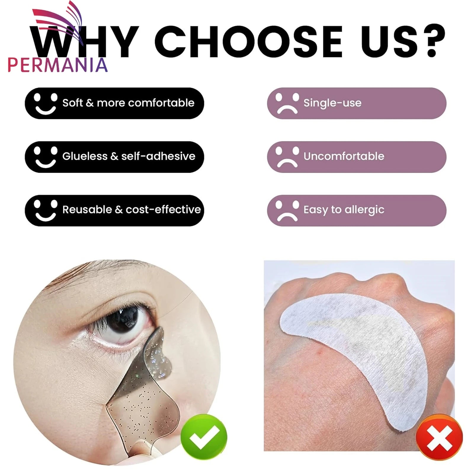 PERMANIA 1 Pair Under Eye Patch Silicone for Korean Lash Lift & Lash Extensions Remover Reusable and Soft Makeup Beauty Tool