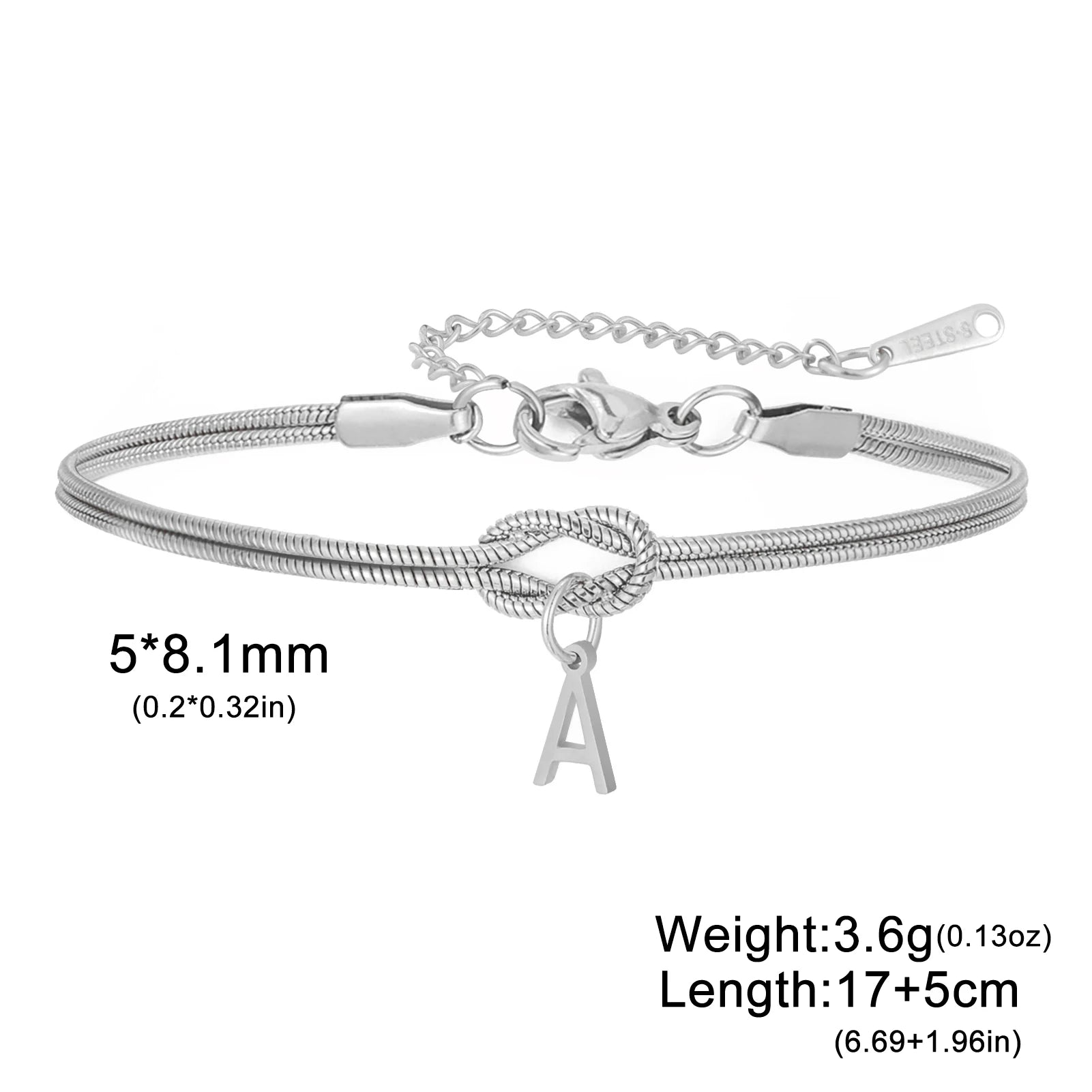 Skyrim Men's and Women's Initial A-Z Pendant Bracelet Stainless Steel Fashion Snake Chain Jewelry Couple Party Gift Wholesale
