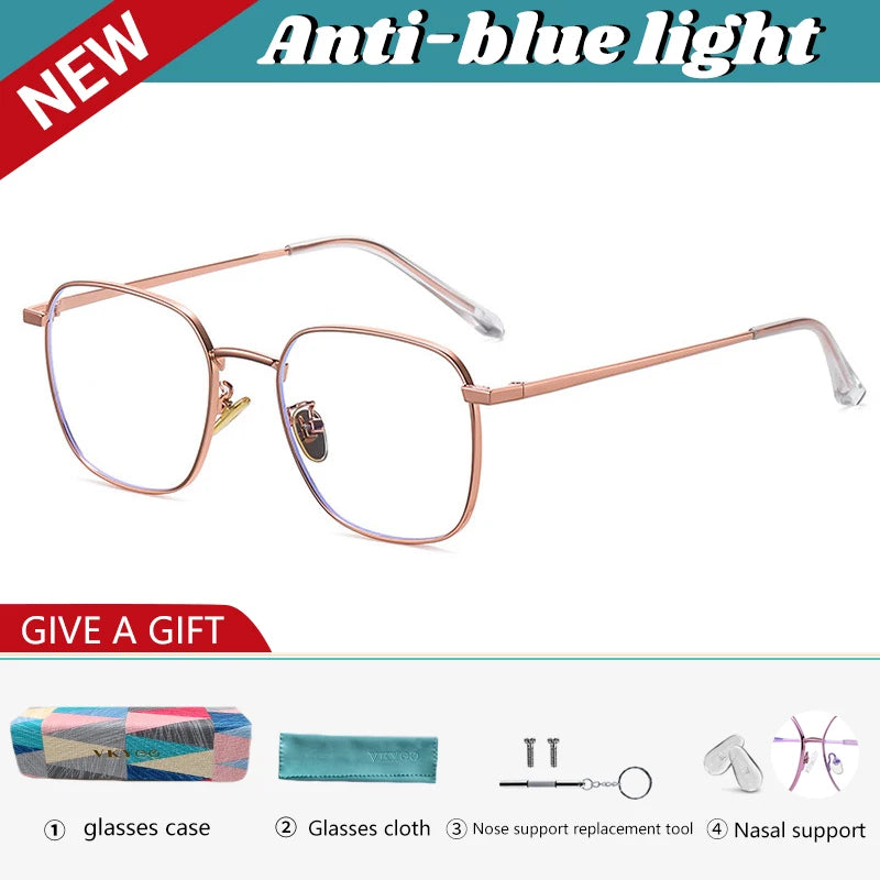 VICKY Simple Classic Geometric Frame Square Design Men's and Women's Anti-Blue Light Glasses Customizable Prescription 18322