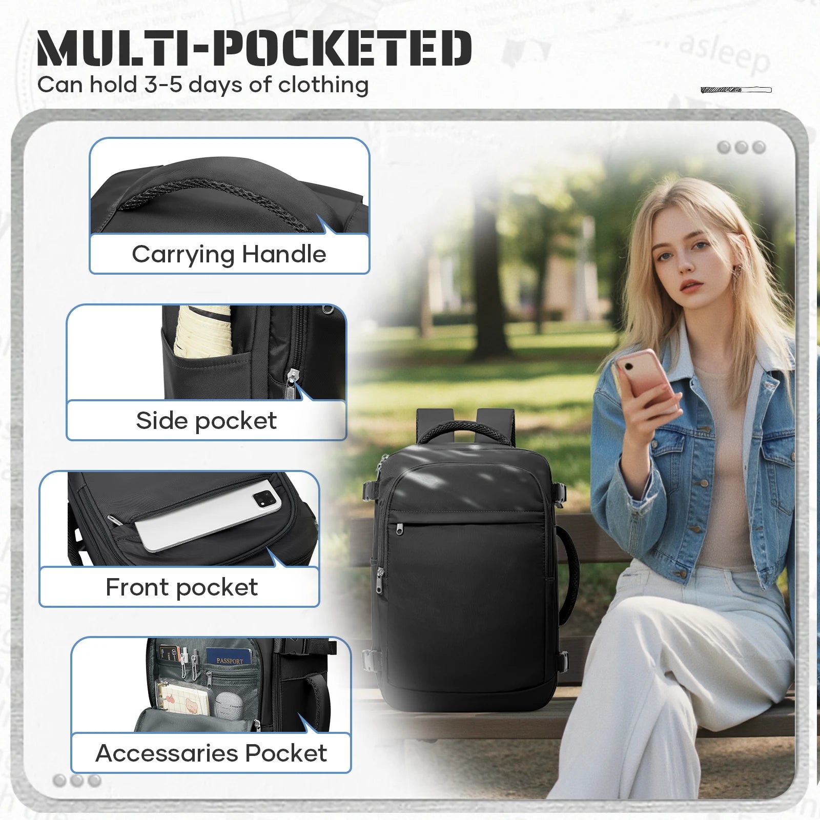 Ryanair Carry on Bag 40x30x20 cm Travel Bag Business Laptop Backpack,Travel Backpack For Women Men, Waterproof Backpack Bookbag