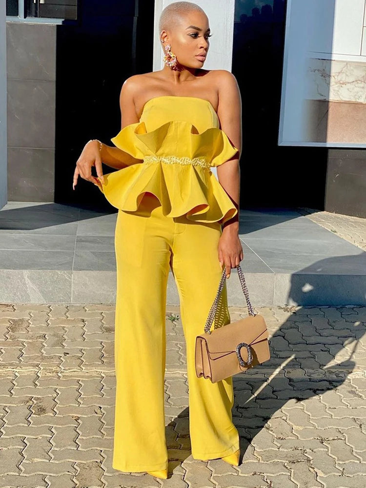 Sexy Office Wears for Ladies Summer Women Jumpsuit Long Elegant Solid Sleeveless Jumpsuit Strapless Wholesale Dropshipping