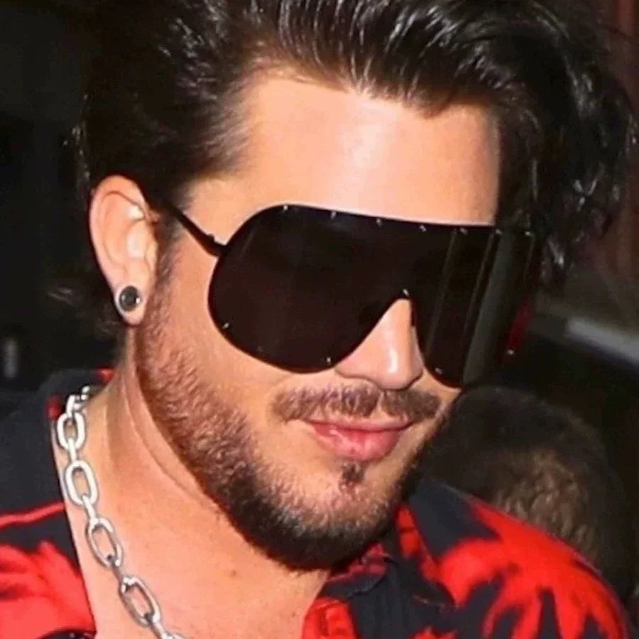 Polarized Oversized One Piece Sunglasses Women For Men 2025 Vintage Sun Glasses Punk Metal Rivet Popular Windproof Eyewear UV400