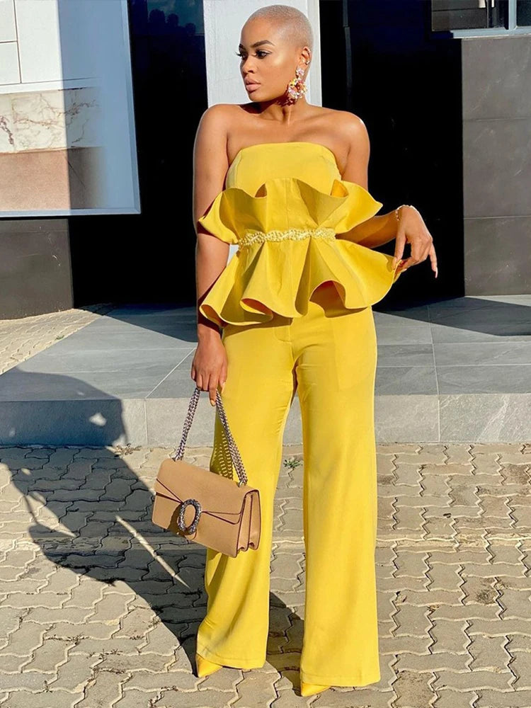 Sexy Office Wears for Ladies Summer Women Jumpsuit Long Elegant Solid Sleeveless Jumpsuit Strapless Wholesale Dropshipping