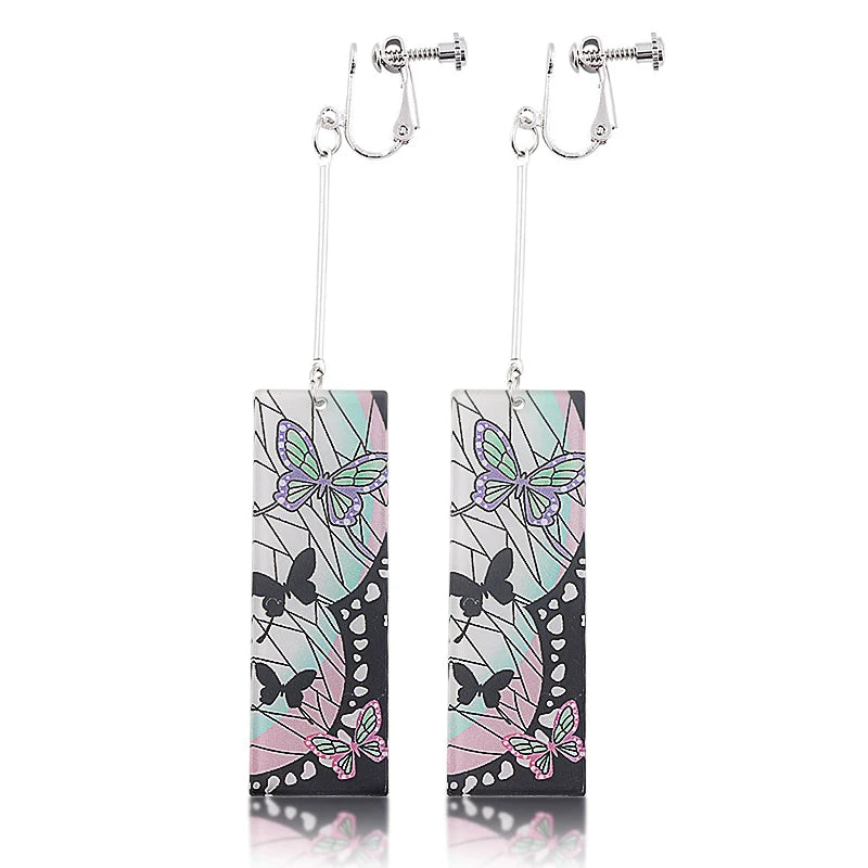 20Pcs/Lot Anime Demon Slayer Tanjirou Earrings Set Kimetsu no Yaiba Double Sided Acrylic Drop Earring Choker Jewelry Wholesale