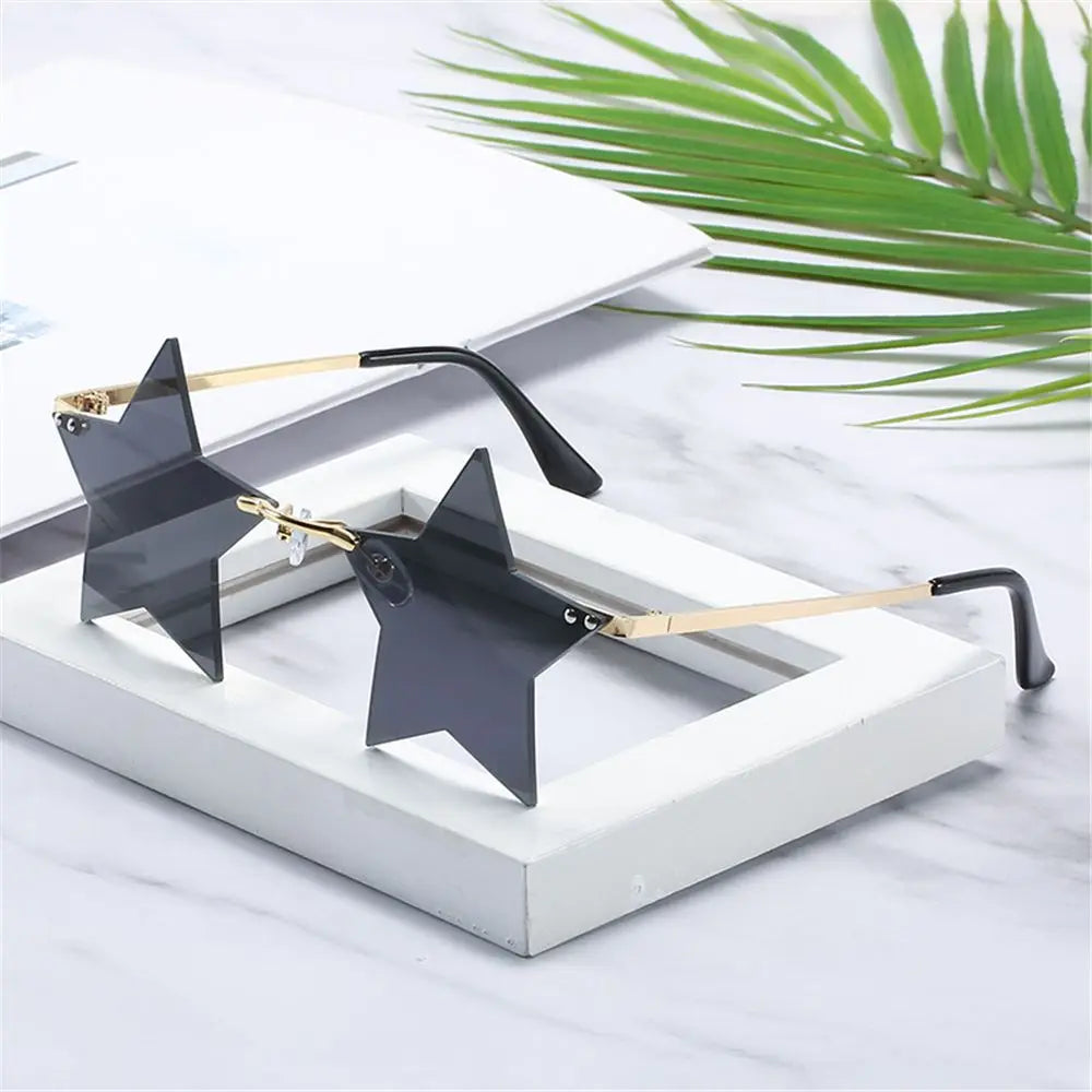 Star Shape Sun Glasses Funny Pentagram Eyewear Eyeglasses Christmas Decoration Party Glasses Rimless Sunglasses Driver Goggles