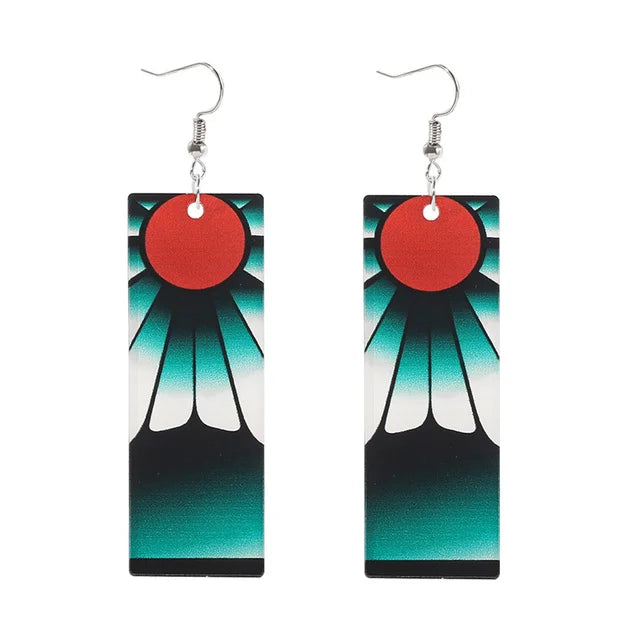 20Pcs/Lot Anime Demon Slayer Tanjirou Earrings Set Kimetsu no Yaiba Double Sided Acrylic Drop Earring Choker Jewelry Wholesale