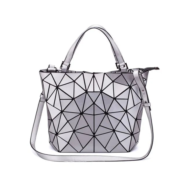 ladies Luminous  bag geometric bags for women 2024 Quilted Shoulder Bags Laser Plain Folding female Handbags bolsa feminina