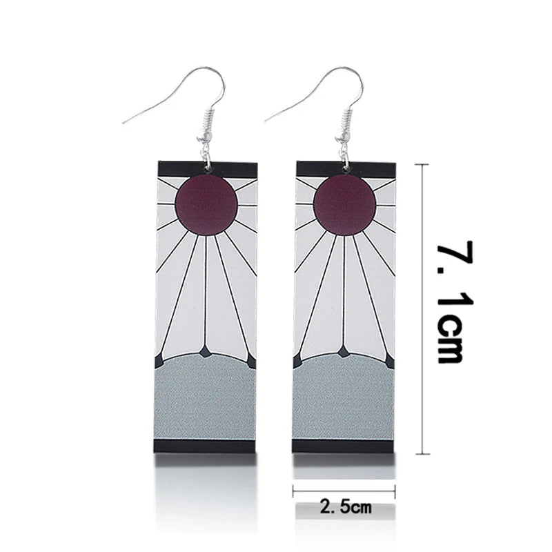 20Pcs/Lot Anime Demon Slayer Tanjirou Earrings Set Kimetsu no Yaiba Double Sided Acrylic Drop Earring Choker Jewelry Wholesale