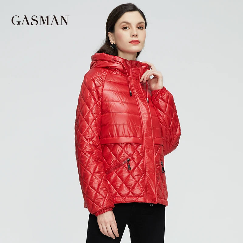 GASMAN 2022 NEW Spring Autumn Jackets Short casual parka Fashion Classic ladies jackets Thin Cotton Warm women Coat 21159