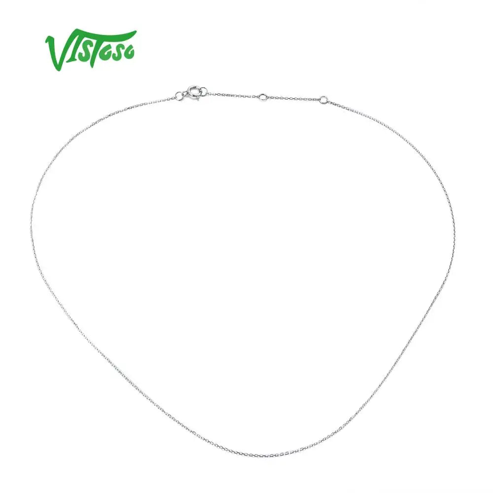 VISTOSO Gold Necklace For Women Genuine 14K 585 Rose/Yellow/White Gold Necklace Chain 42cm Fine Jewelry
