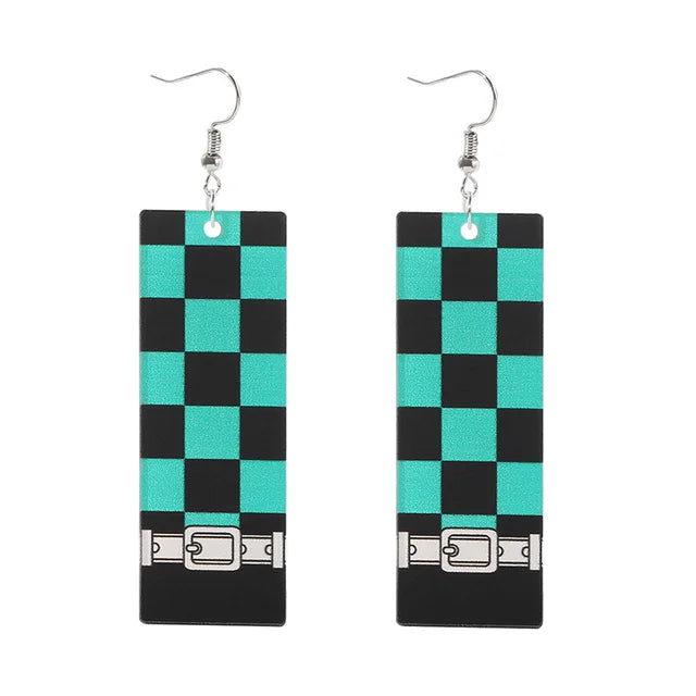 20Pcs/Lot Anime Demon Slayer Tanjirou Earrings Set Kimetsu no Yaiba Double Sided Acrylic Drop Earring Choker Jewelry Wholesale