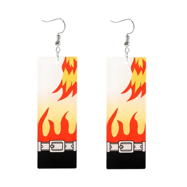 20Pcs/Lot Anime Demon Slayer Tanjirou Earrings Set Kimetsu no Yaiba Double Sided Acrylic Drop Earring Choker Jewelry Wholesale