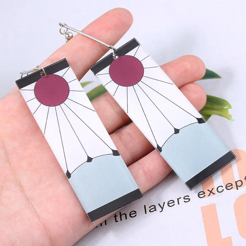 20Pcs/Lot Anime Demon Slayer Tanjirou Earrings Set Kimetsu no Yaiba Double Sided Acrylic Drop Earring Choker Jewelry Wholesale