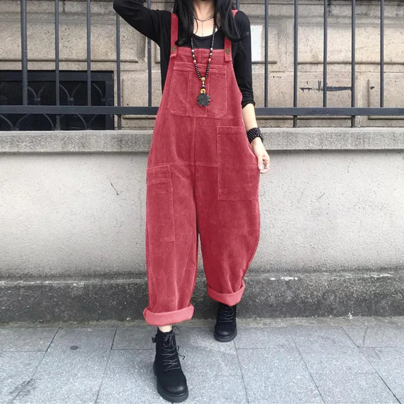 Kaftan Corduroy Overalls Women's Spring Jumpsuits ZANZEA 2025 Casual Suspender Harem Pants Female Solid Rompers Femme Oversize
