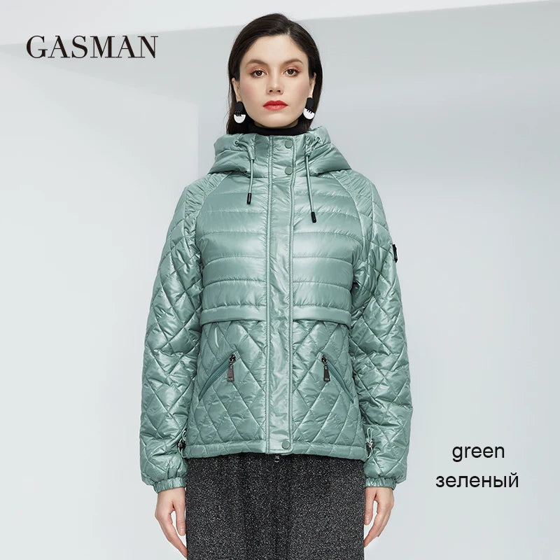 GASMAN 2022 NEW Spring Autumn Jackets Short casual parka Fashion Classic ladies jackets Thin Cotton Warm women Coat 21159