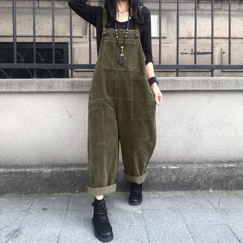 Kaftan Corduroy Overalls Women's Spring Jumpsuits ZANZEA 2025 Casual Suspender Harem Pants Female Solid Rompers Femme Oversize