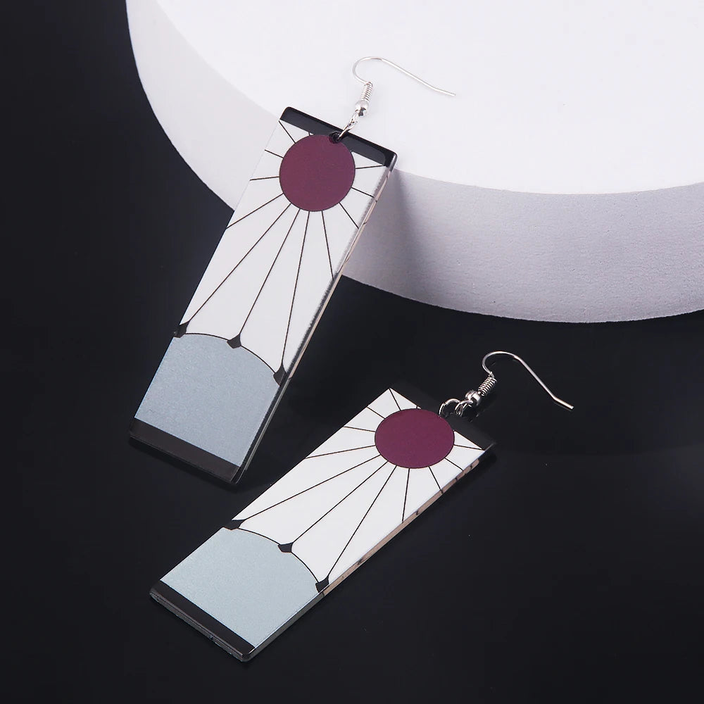 20Pcs/Lot Anime Demon Slayer Tanjirou Earrings Set Kimetsu no Yaiba Double Sided Acrylic Drop Earring Choker Jewelry Wholesale