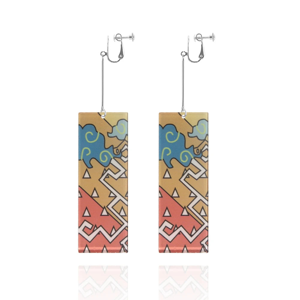 20Pcs/Lot Anime Demon Slayer Tanjirou Earrings Set Kimetsu no Yaiba Double Sided Acrylic Drop Earring Choker Jewelry Wholesale