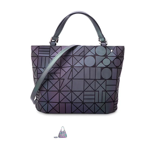 ladies Luminous  bag geometric bags for women 2024 Quilted Shoulder Bags Laser Plain Folding female Handbags bolsa feminina