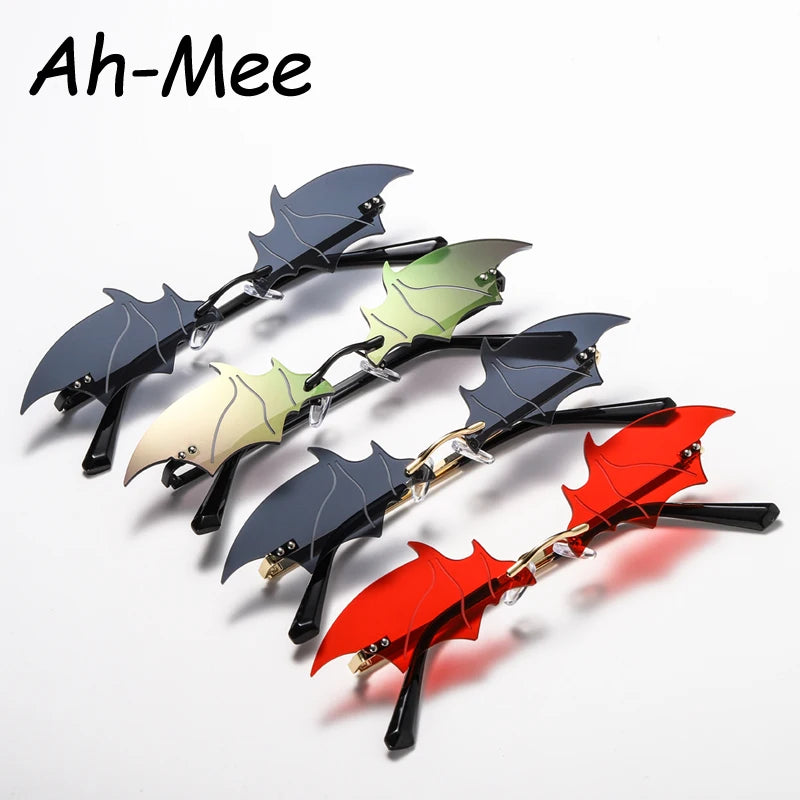 Small Cat Eye Sunglasses Women Luxury Brand New Rimless Punk Sun Glasses Bat Shape Unique Eyeglasses Men UV400