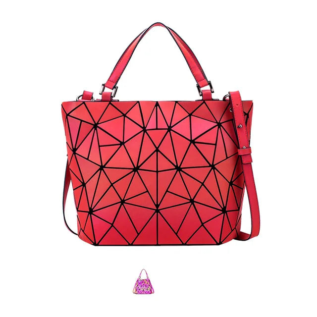 ladies Luminous  bag geometric bags for women 2024 Quilted Shoulder Bags Laser Plain Folding female Handbags bolsa feminina