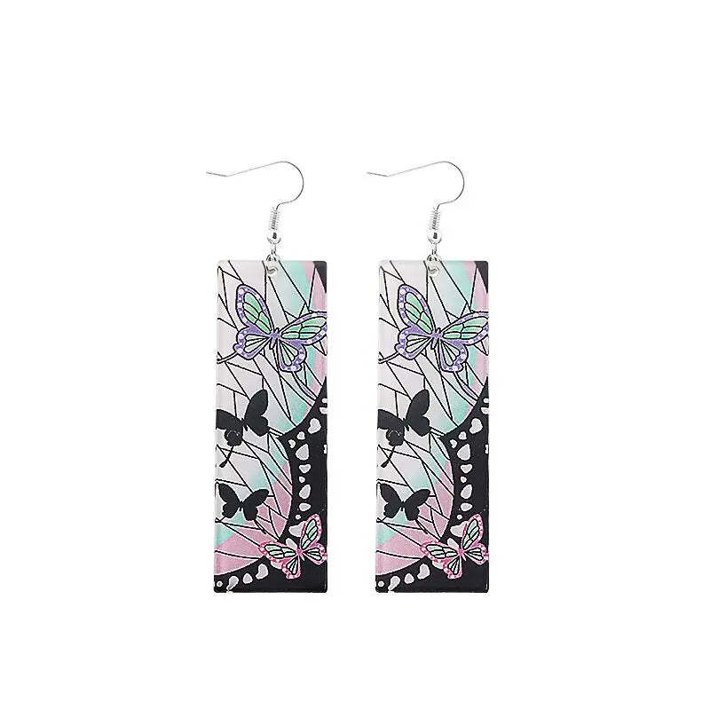 20Pcs/Lot Anime Demon Slayer Tanjirou Earrings Set Kimetsu no Yaiba Double Sided Acrylic Drop Earring Choker Jewelry Wholesale