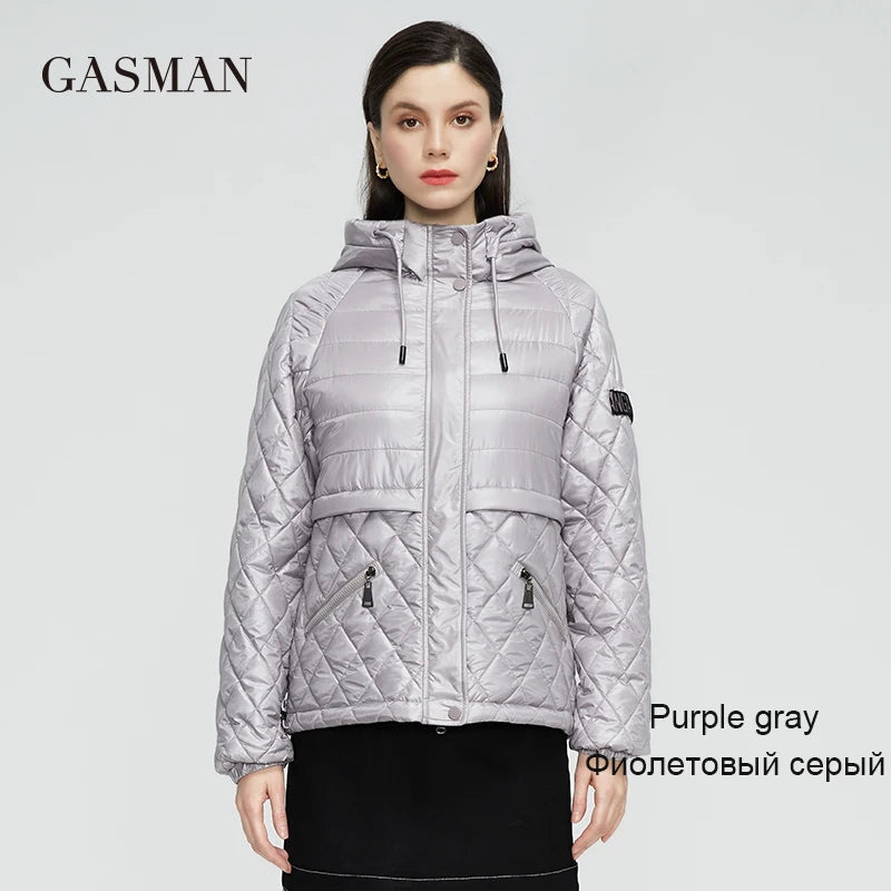 GASMAN 2022 NEW Spring Autumn Jackets Short casual parka Fashion Classic ladies jackets Thin Cotton Warm women Coat 21159