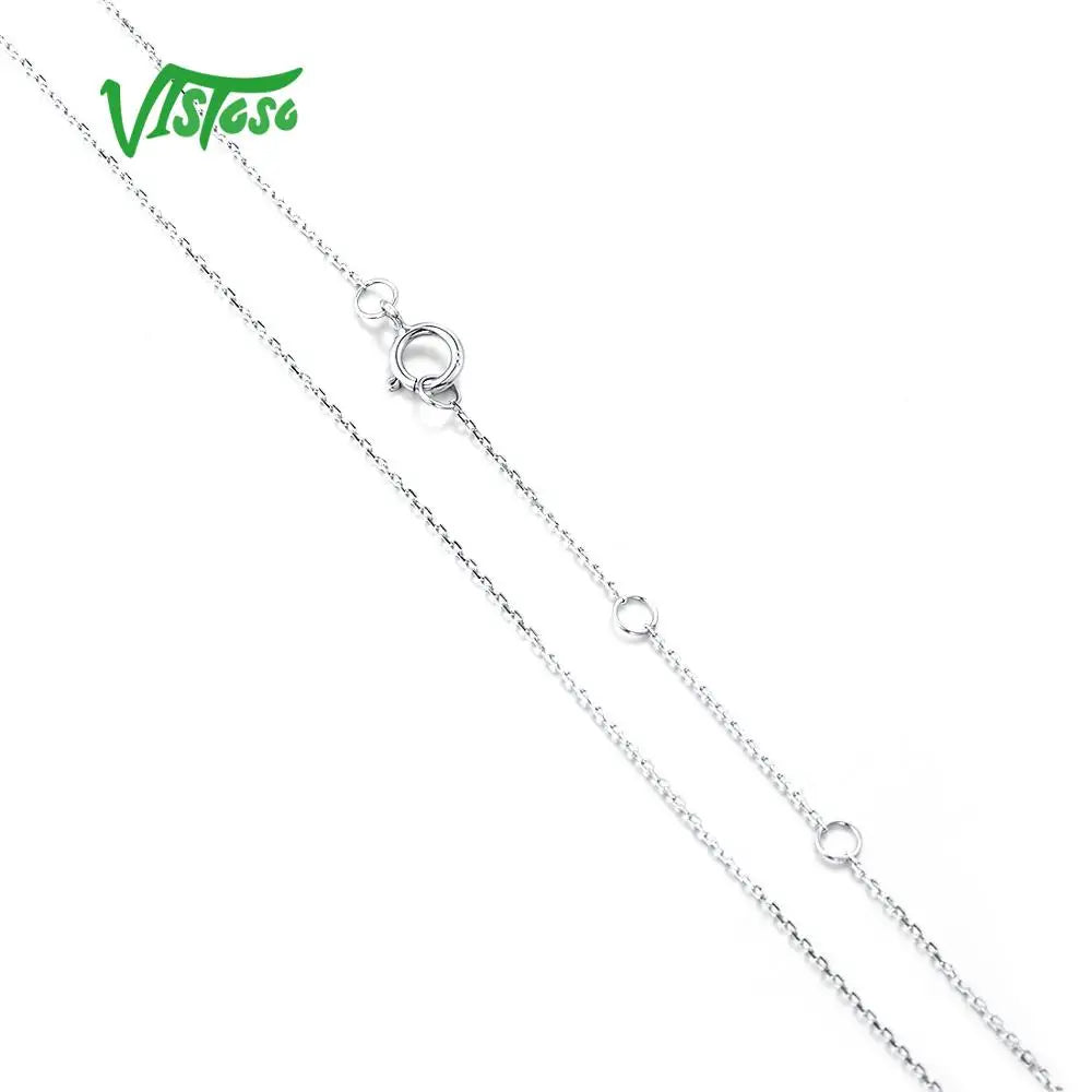 VISTOSO Gold Necklace For Women Genuine 14K 585 Rose/Yellow/White Gold Necklace Chain 42cm Fine Jewelry