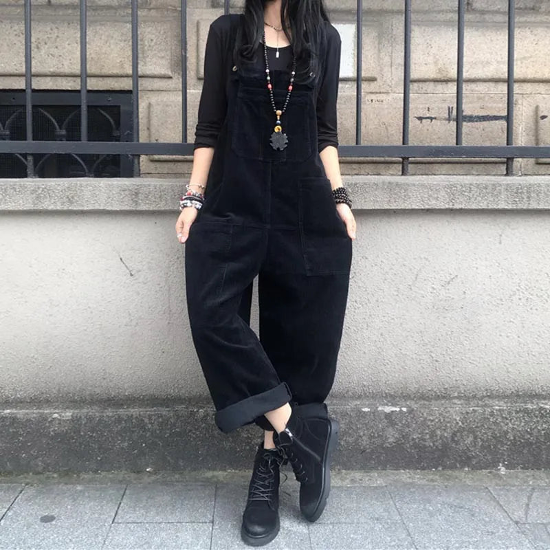 Kaftan Corduroy Overalls Women's Spring Jumpsuits ZANZEA 2025 Casual Suspender Harem Pants Female Solid Rompers Femme Oversize