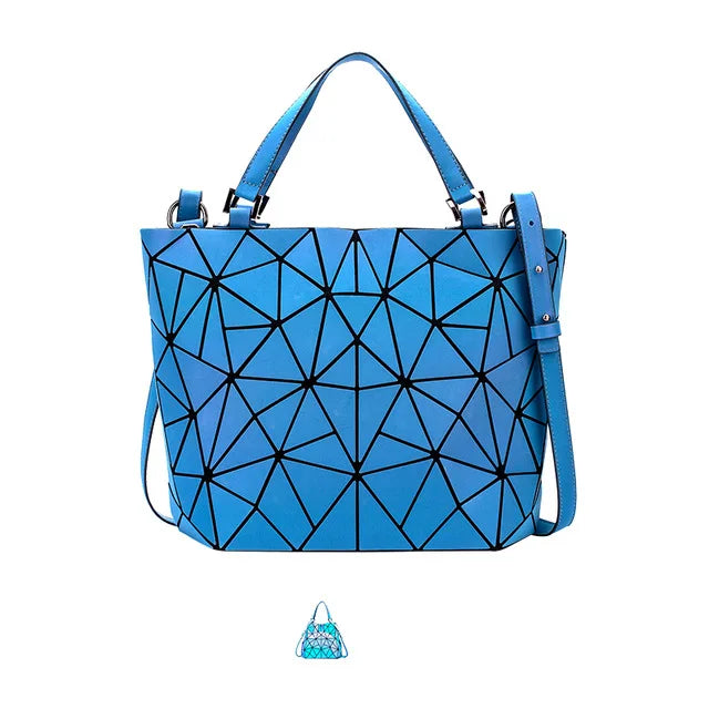 ladies Luminous  bag geometric bags for women 2024 Quilted Shoulder Bags Laser Plain Folding female Handbags bolsa feminina