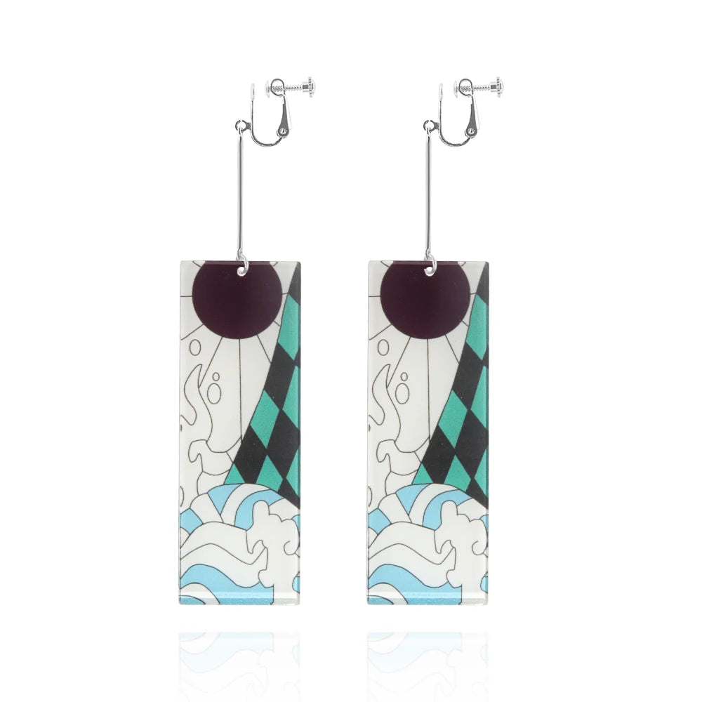 20Pcs/Lot Anime Demon Slayer Tanjirou Earrings Set Kimetsu no Yaiba Double Sided Acrylic Drop Earring Choker Jewelry Wholesale