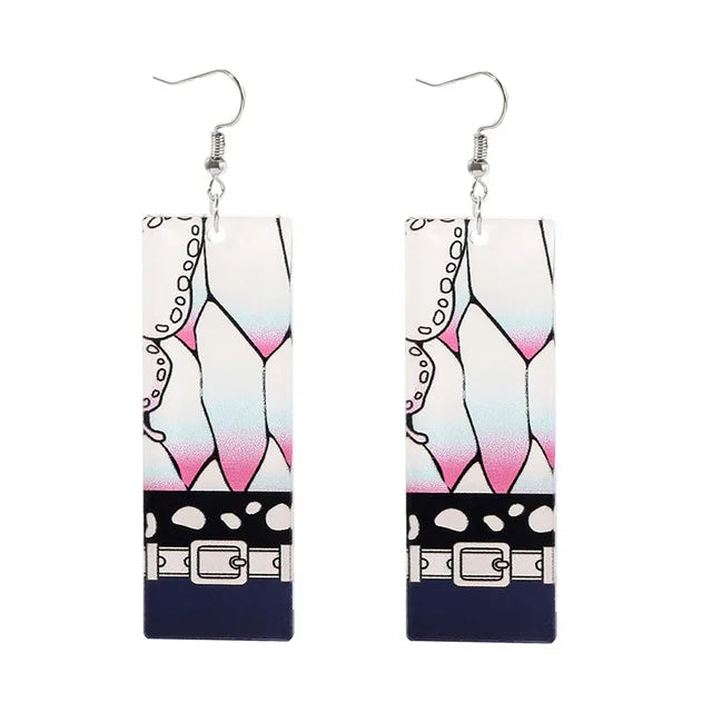 20Pcs/Lot Anime Demon Slayer Tanjirou Earrings Set Kimetsu no Yaiba Double Sided Acrylic Drop Earring Choker Jewelry Wholesale