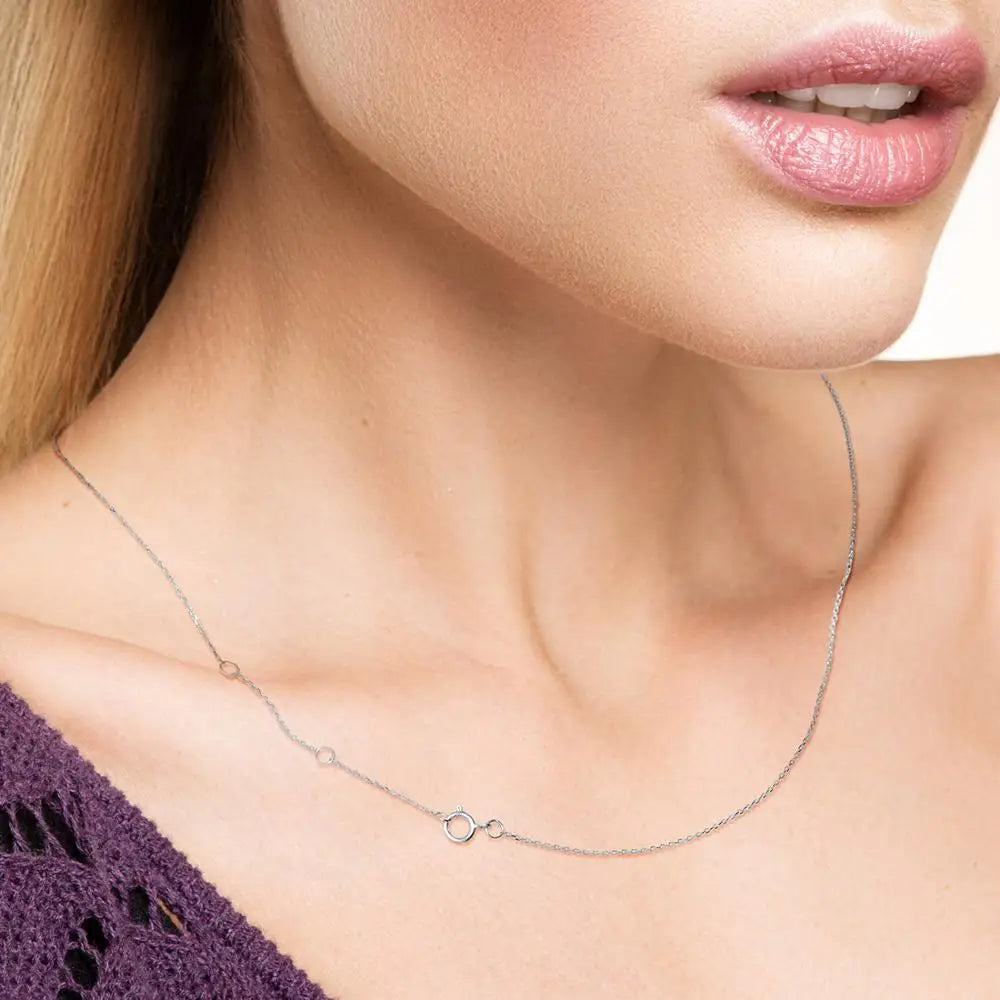 VISTOSO Gold Necklace For Women Genuine 14K 585 Rose/Yellow/White Gold Necklace Chain 42cm Fine Jewelry